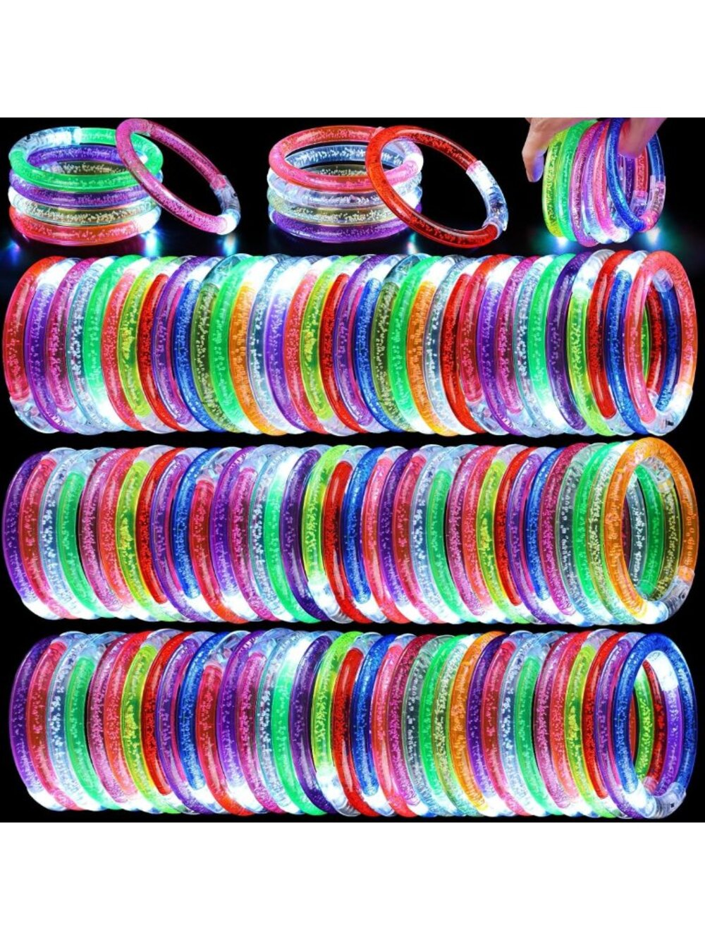 160 Pack Glow Bracelets - Colorful LED Light Up Party Favors for Kids & Adults